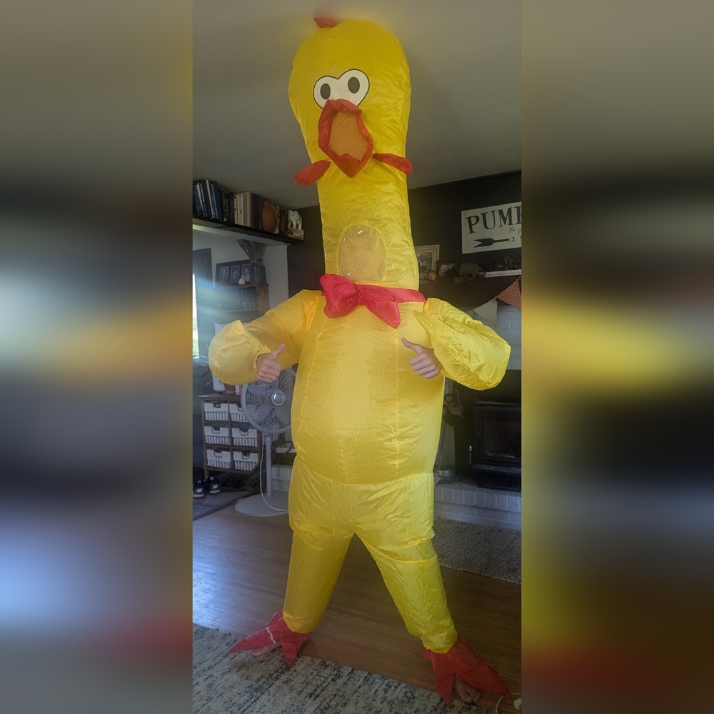 Adult blow up chicken costume